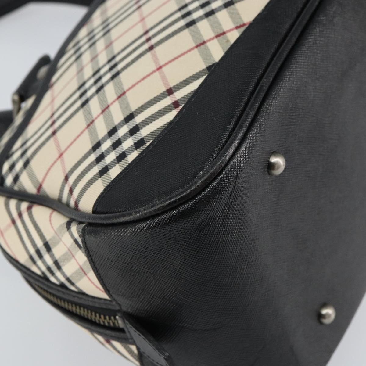 BURBERRY Nova Check Hand Bag Canvas Beige Auth 159295