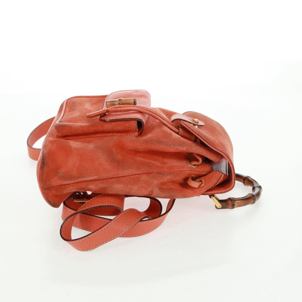 GUCCI Bamboo Backpack Suede Orange Gold 003 58 0030 Auth 159296