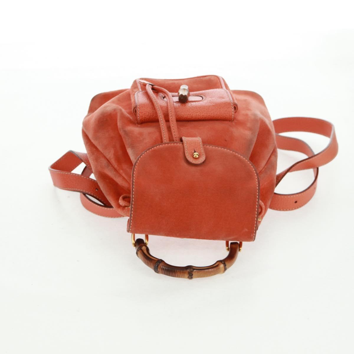 GUCCI Bamboo Backpack Suede Orange Gold 003 58 0030 Auth 159296