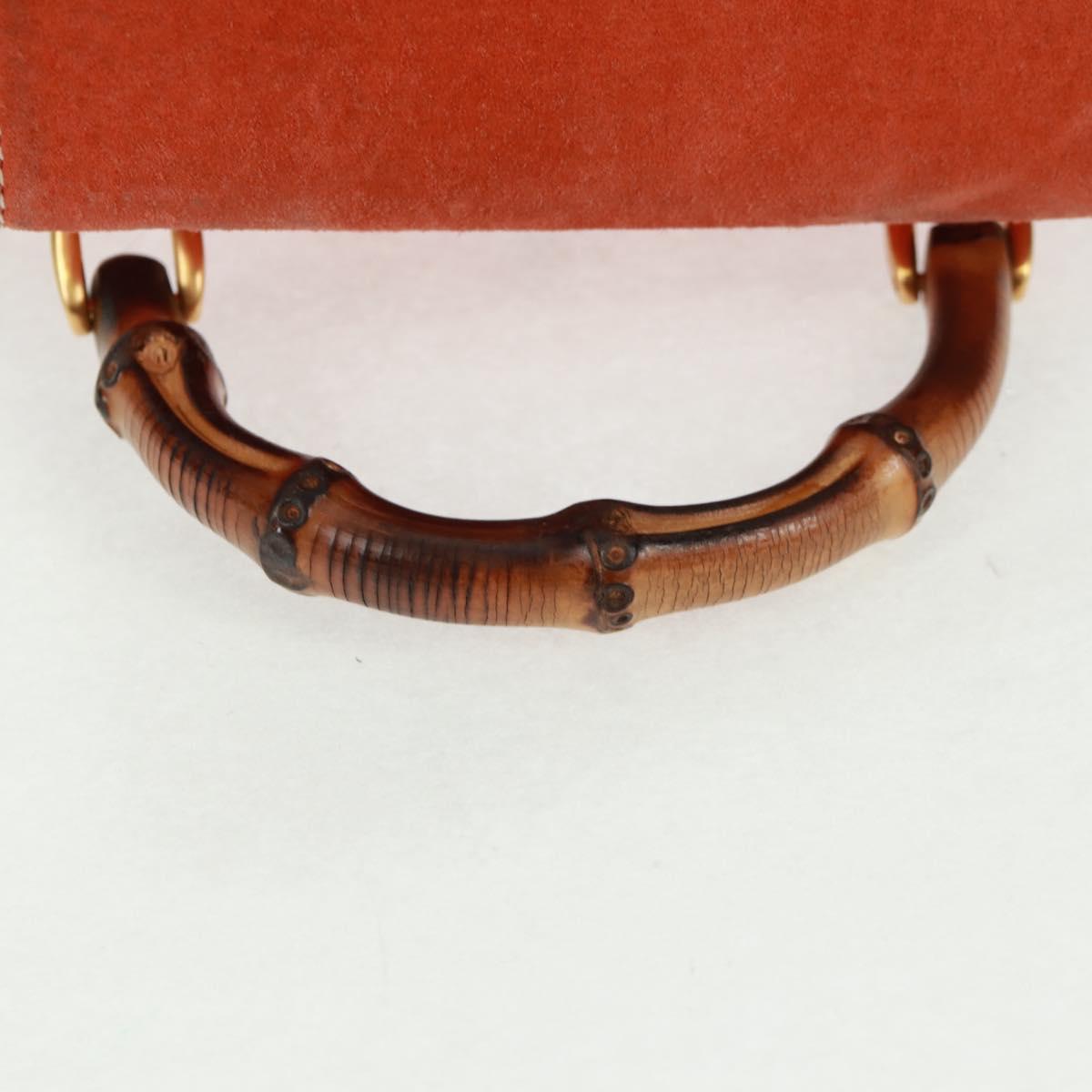 GUCCI Bamboo Backpack Suede Orange Gold 003 58 0030 Auth 159296