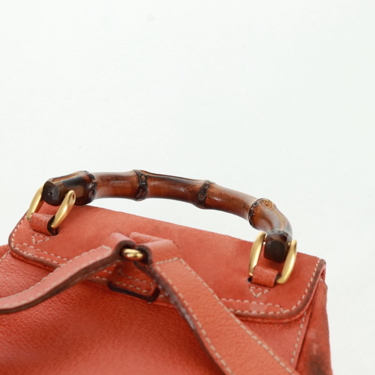 GUCCI Bamboo Backpack Suede Orange Gold 003 58 0030 Auth 159296