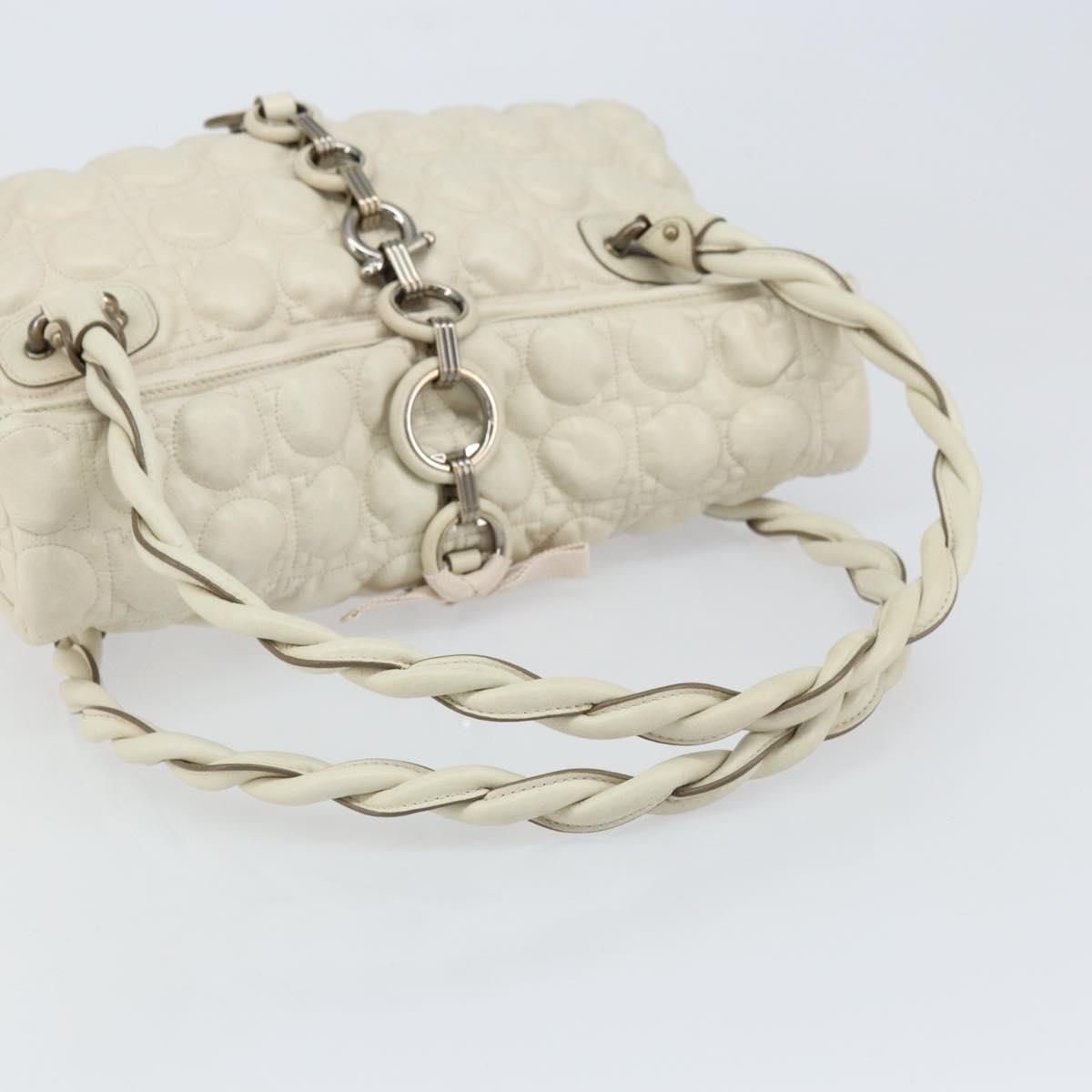 Salvatore Ferragamo Gancini Shoulder Bag Leather Ivory Gold Auth 159297