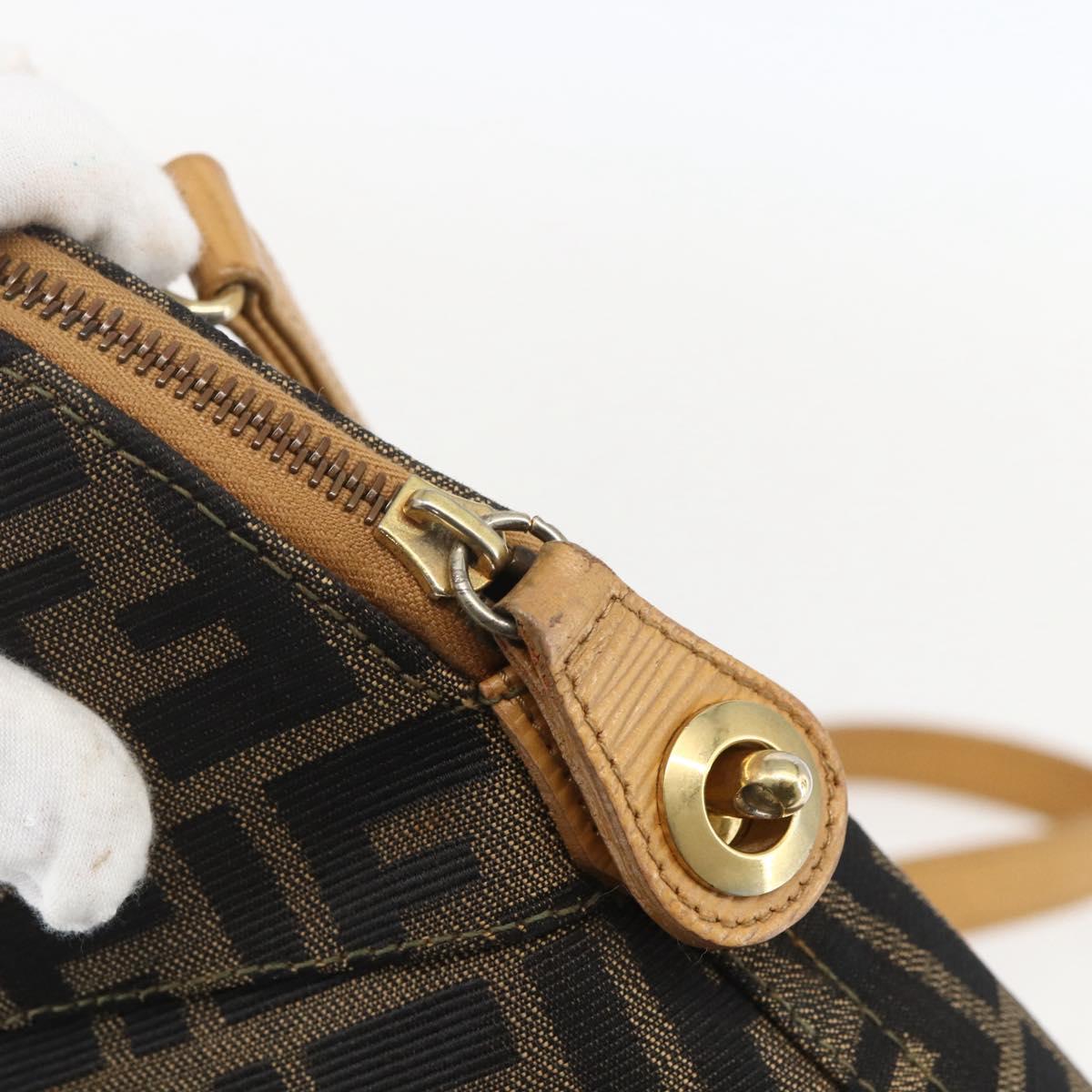 FENDI Zucca Canvas Hand Bag 2way Black Brown Auth 159305A