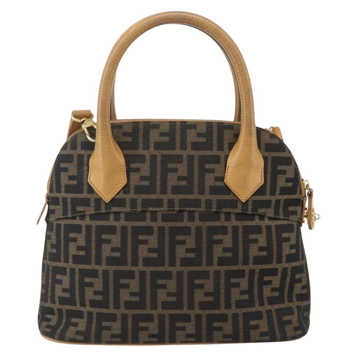 FENDI Zucca Canvas Hand Bag 2way Black Brown Auth 159305A