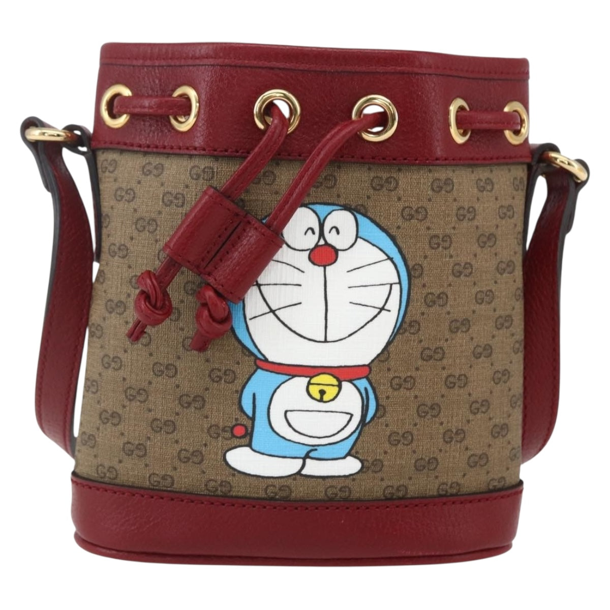 GUCCI Micro GG Supreme Doraemon Shoulder Bag PVC Beige 647801 Auth 159307SAM