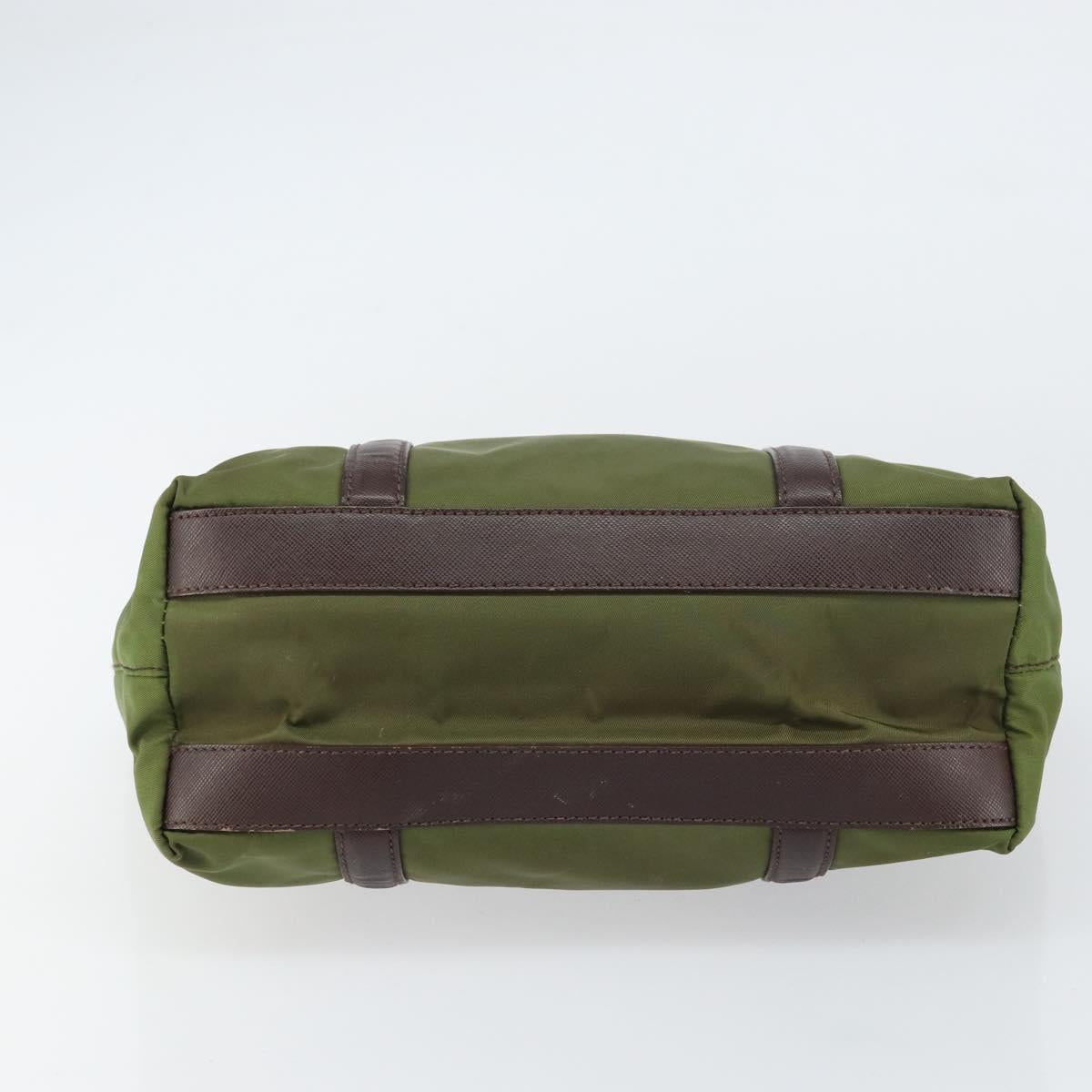 PRADA Hand Bag Nylon Green Gold Auth 159309