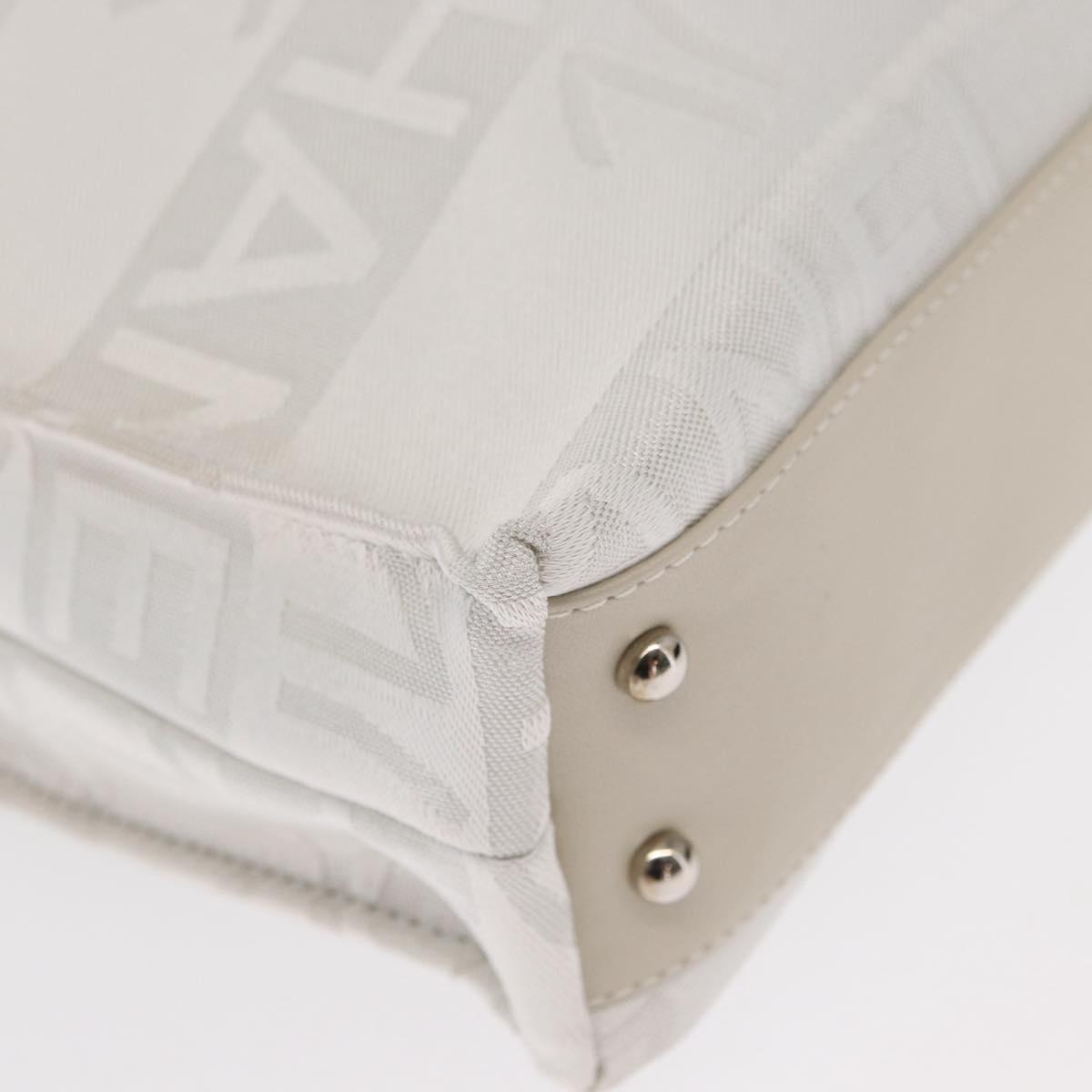 CHANEL Chain Shoulder Bag Nylon White Silver CC Auth 159317SAM