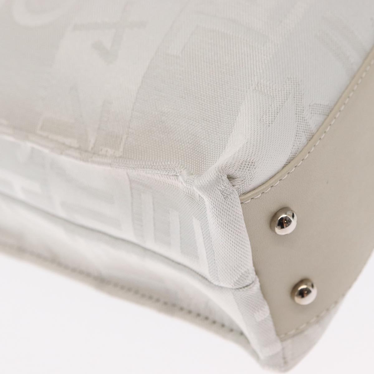 CHANEL Chain Shoulder Bag Nylon White Silver CC Auth 159317SAM