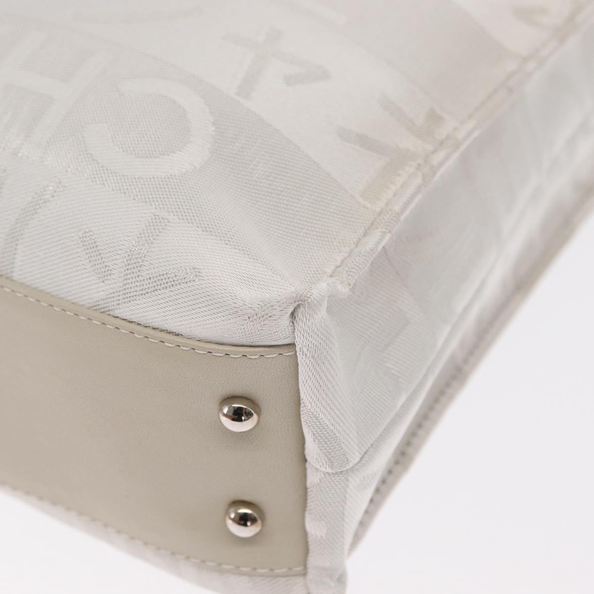 CHANEL Chain Shoulder Bag Nylon White Silver CC Auth 159317SAM