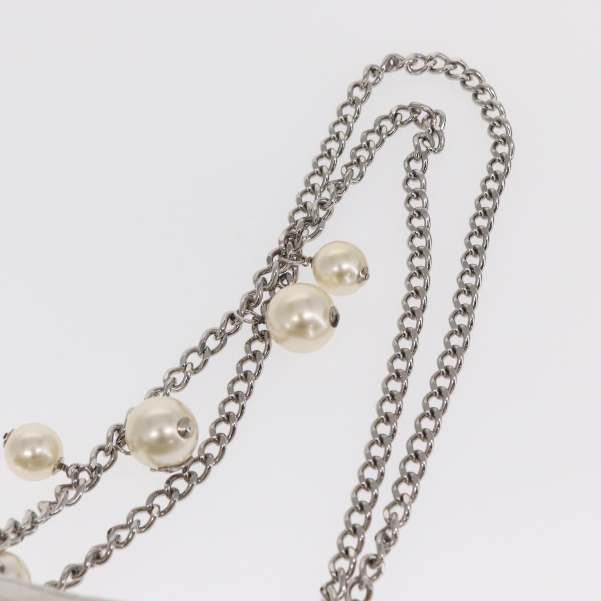 CHANEL Chain Shoulder Bag Nylon White Silver CC Auth 159317SAM