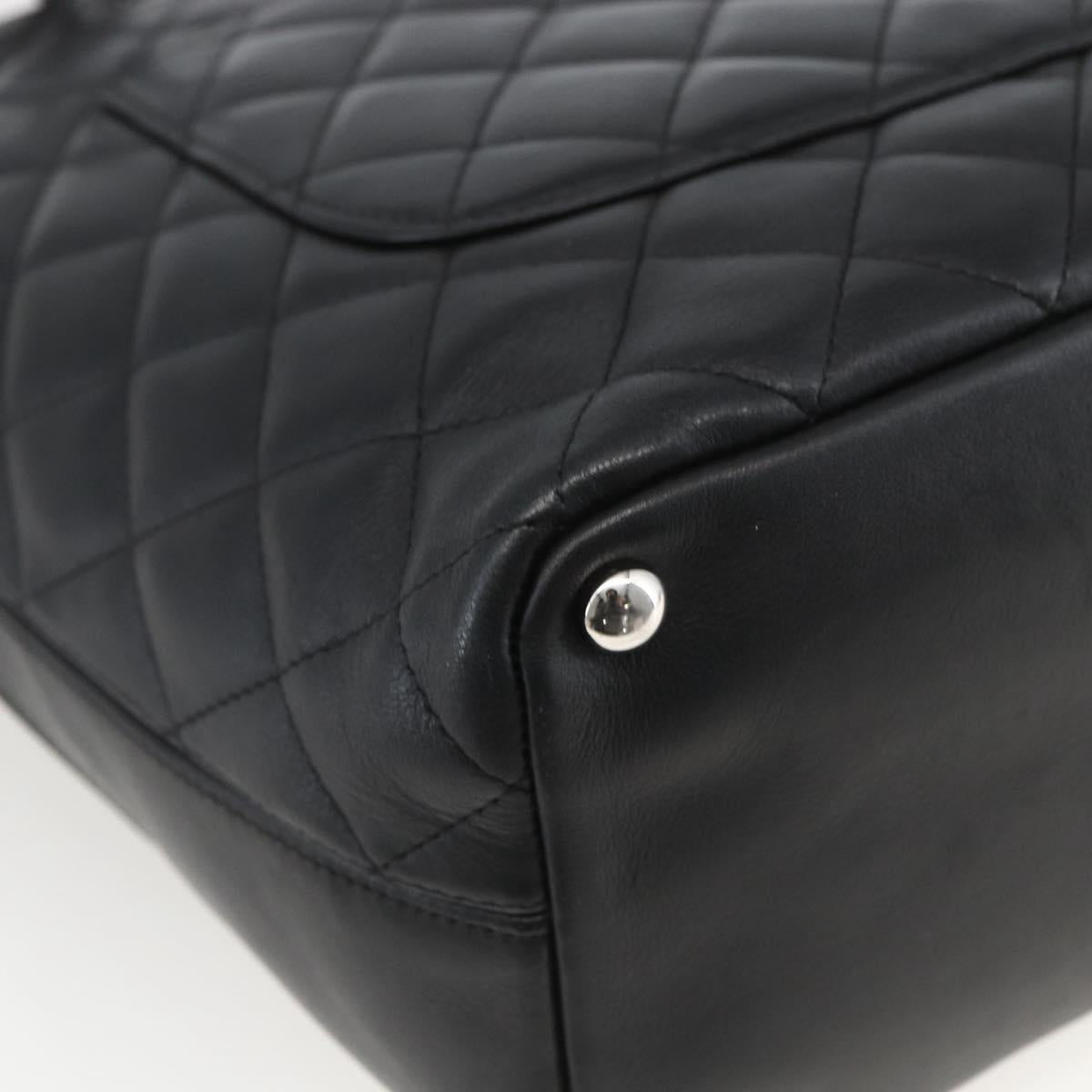 CHANEL Cambon Line Matelasse Medium Tote Bag Leather Black CC Auth 159319SAM