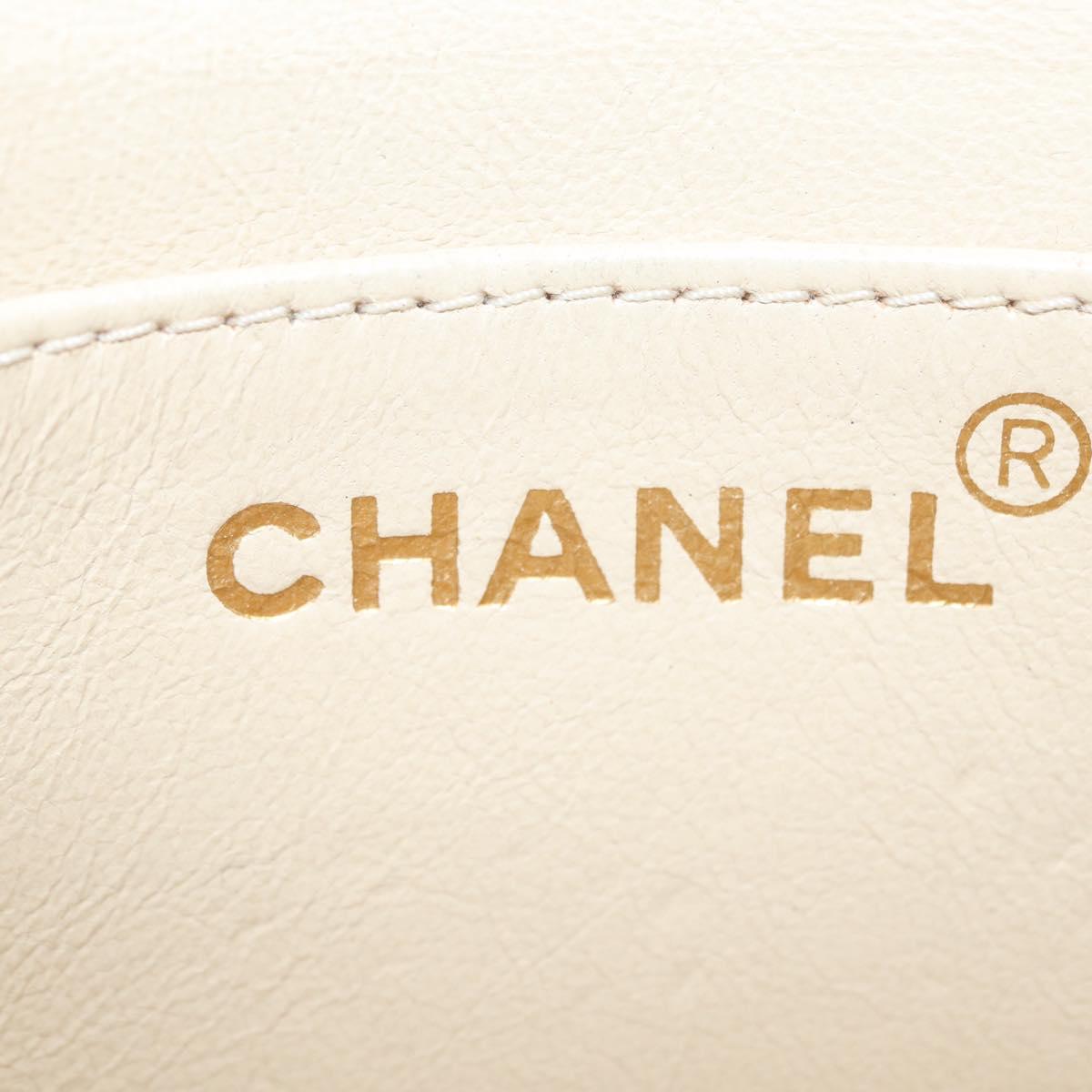 CHANEL Mademoiselle Chain Shoulder Bag Leather Ivory Gold CC Auth 159320A