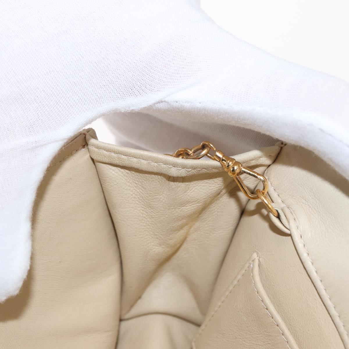 CHANEL Mademoiselle Chain Shoulder Bag Leather Ivory Gold CC Auth 159320A