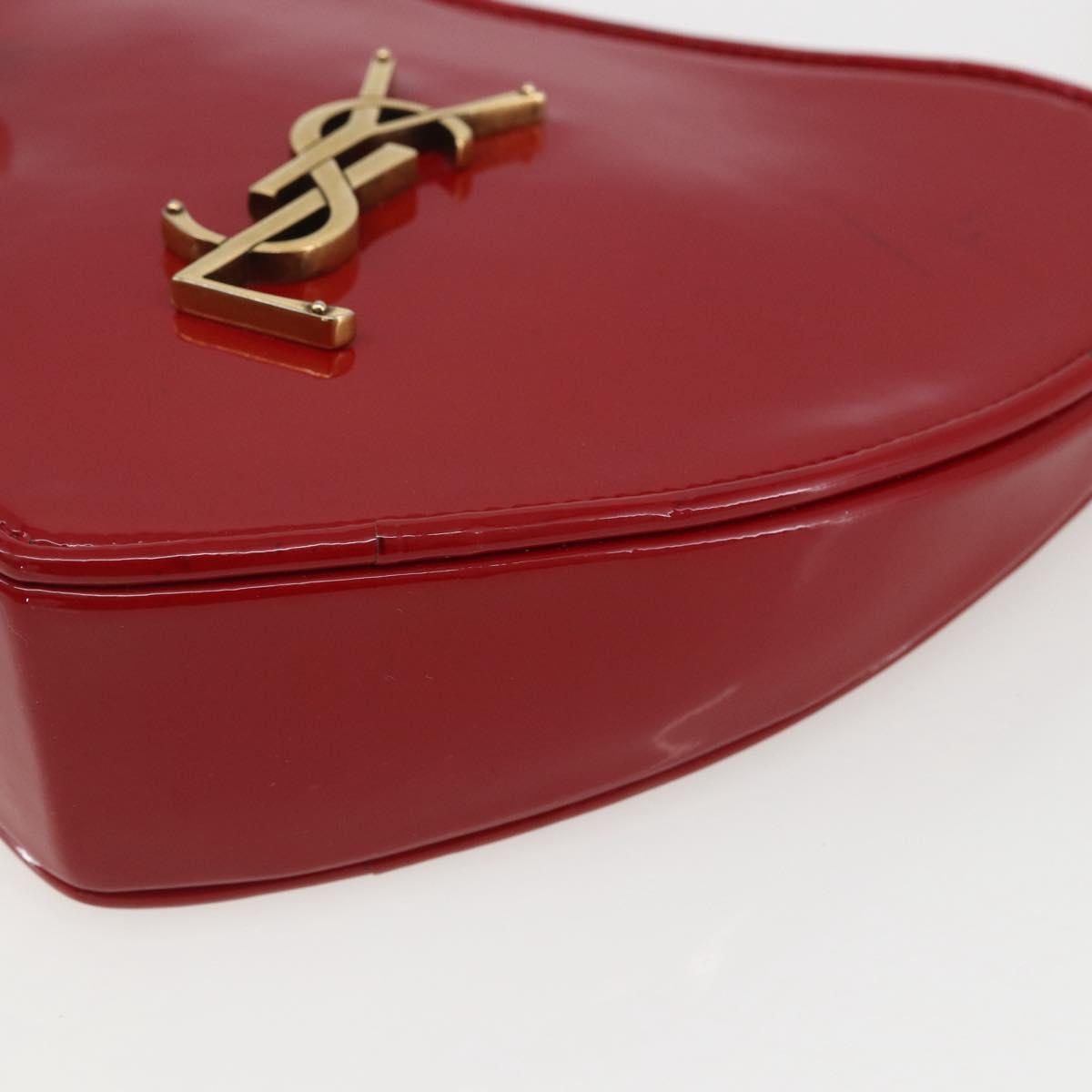 SAINT LAURENT Court Shoulder Bag Enamel Red Gold Auth 159321SAV