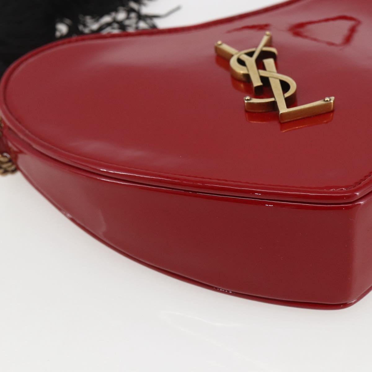 SAINT LAURENT Court Shoulder Bag Enamel Red Gold Auth 159321SAV