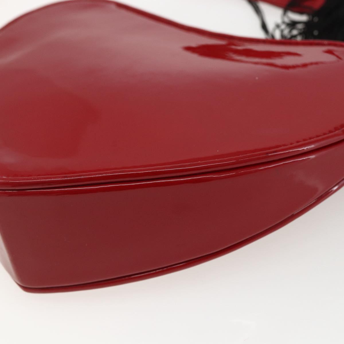 SAINT LAURENT Court Shoulder Bag Enamel Red Gold Auth 159321SAV