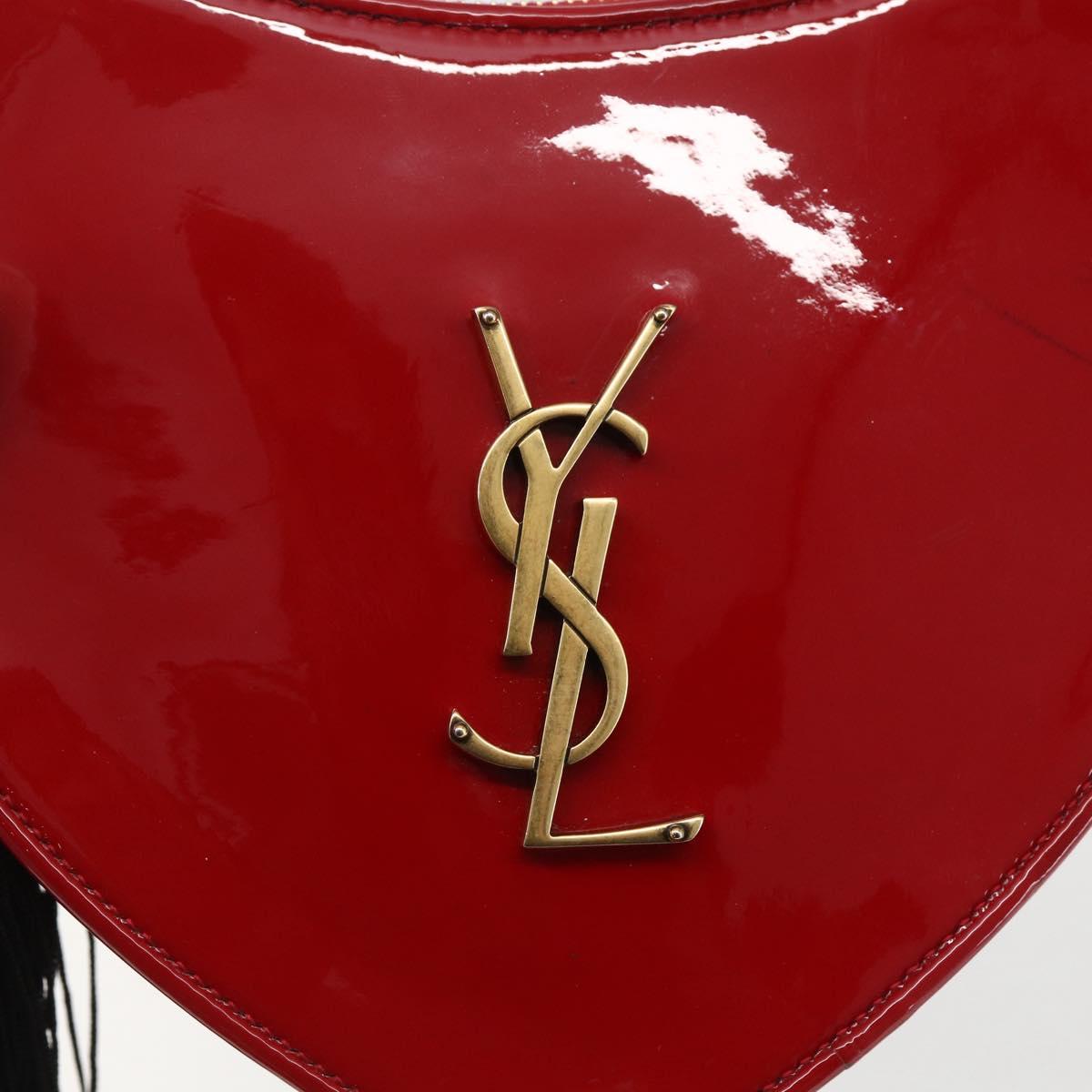 SAINT LAURENT Court Shoulder Bag Enamel Red Gold Auth 159321SAV