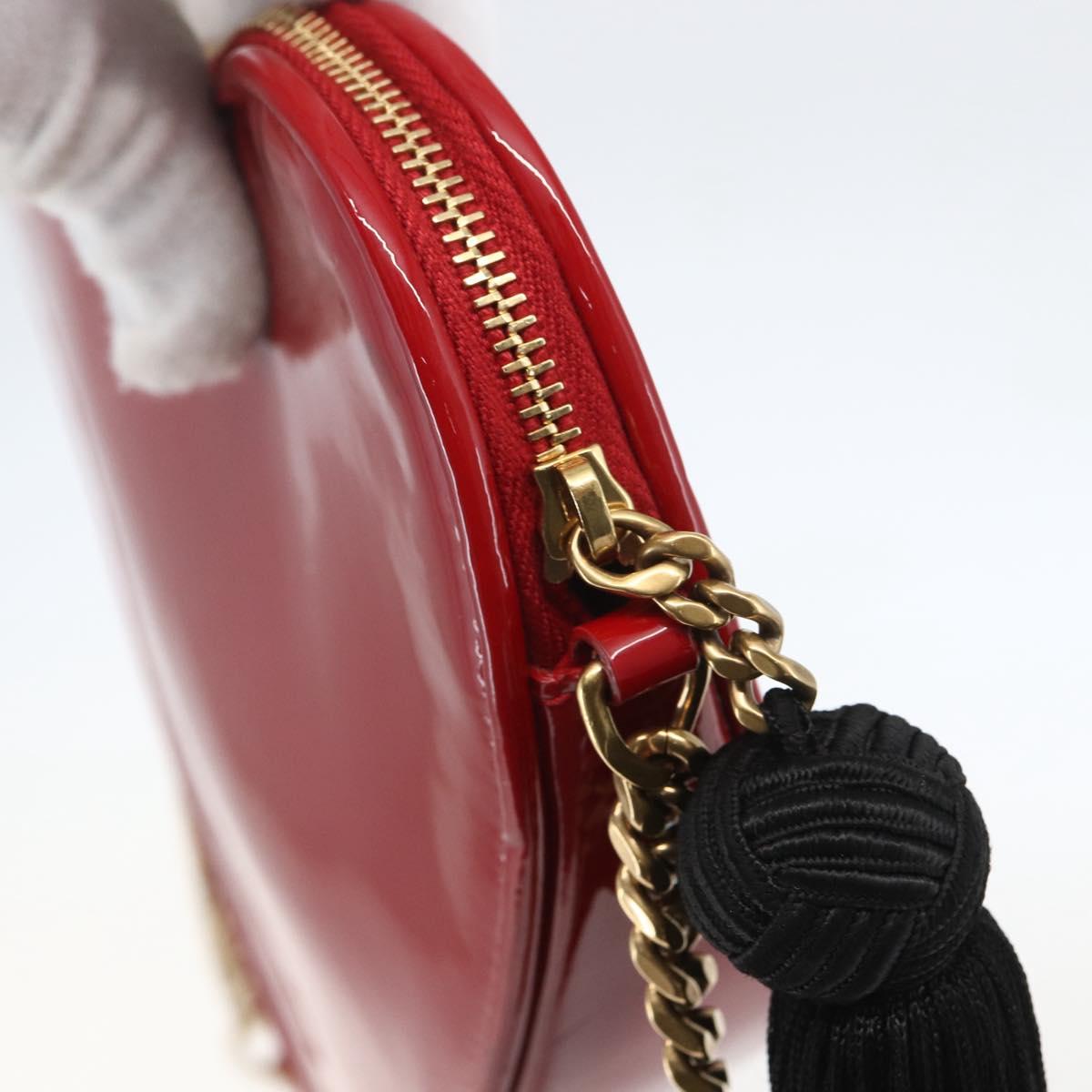 SAINT LAURENT Court Shoulder Bag Enamel Red Gold Auth 159321SAV