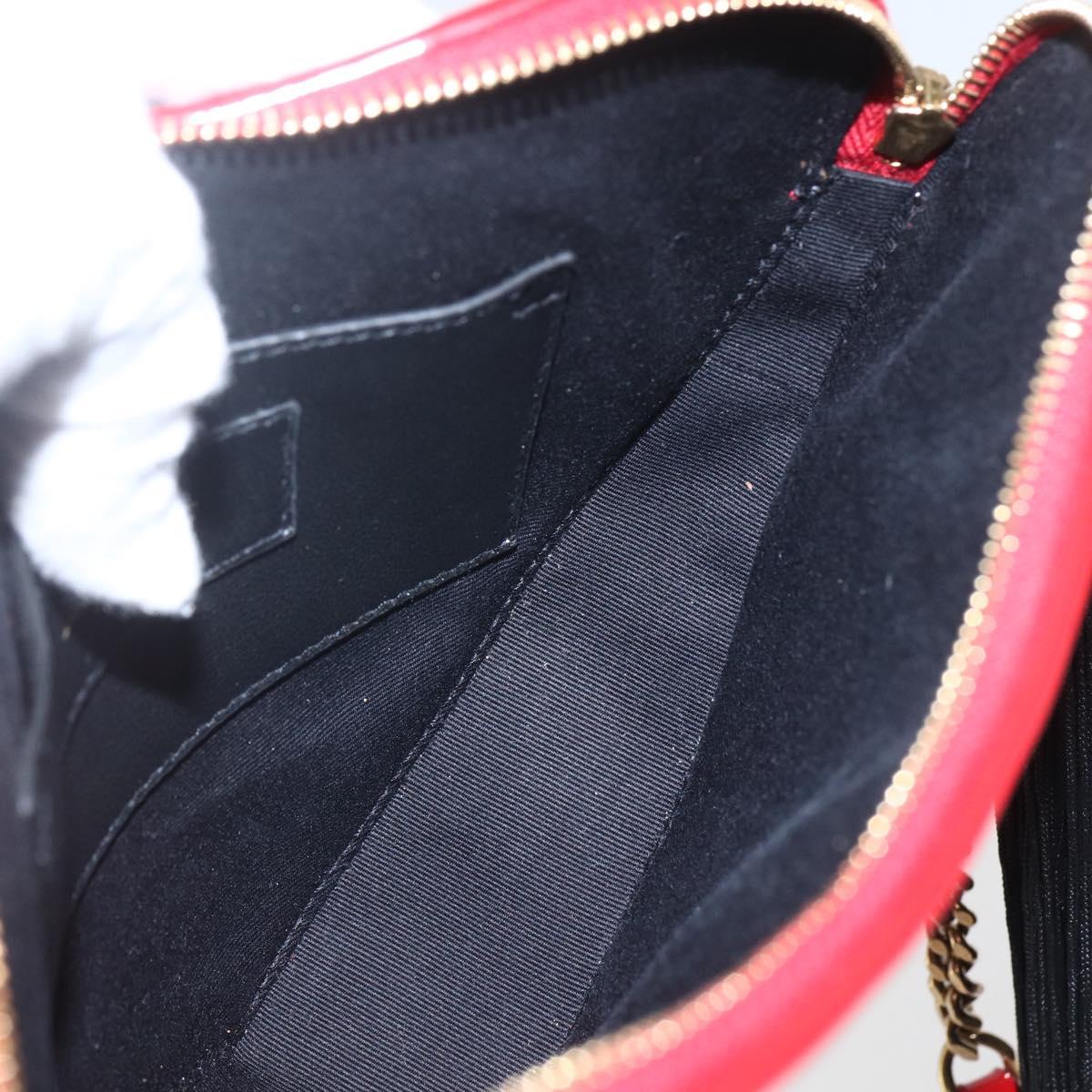 SAINT LAURENT Court Shoulder Bag Enamel Red Gold Auth 159321SAV