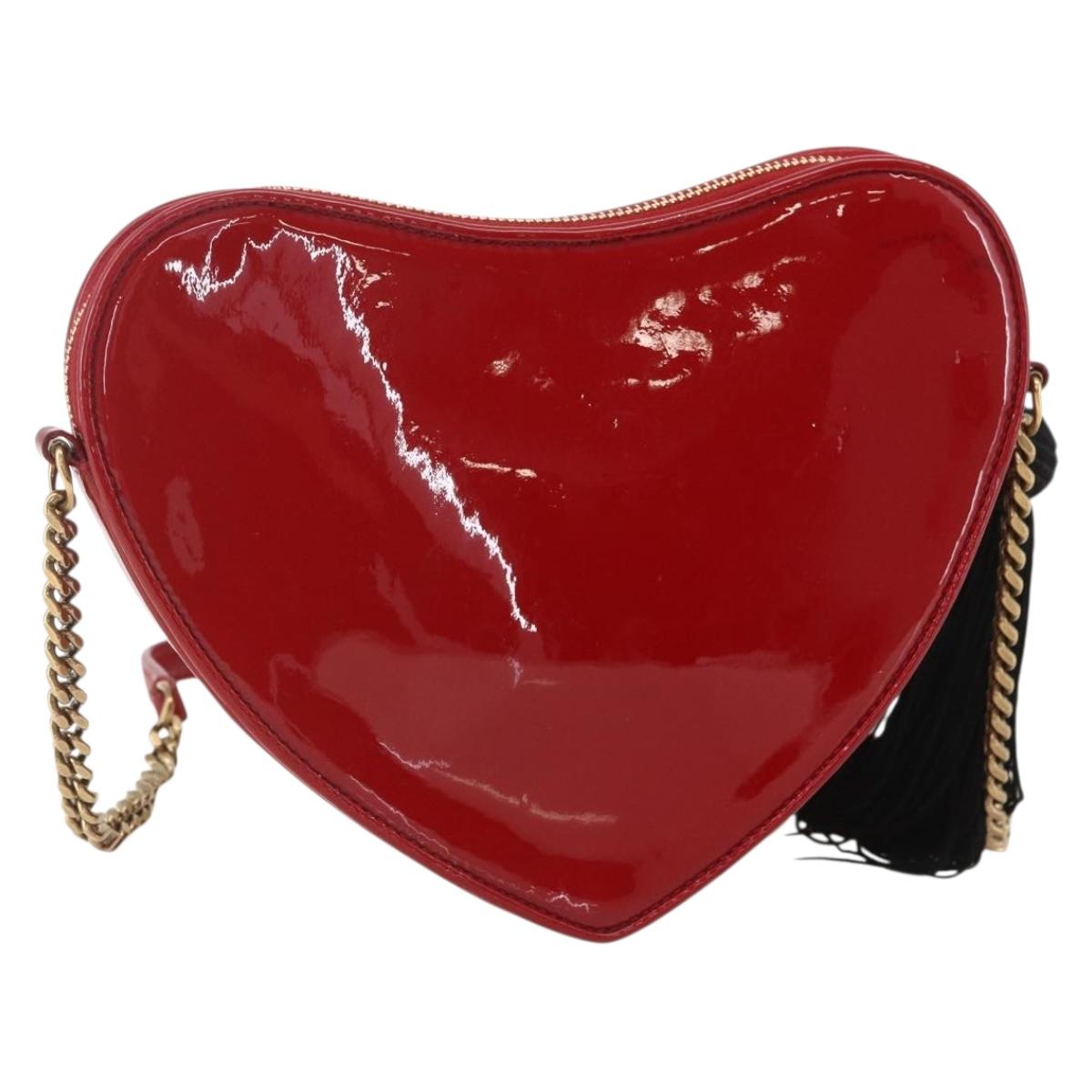 SAINT LAURENT Court Shoulder Bag Enamel Red Gold Auth 159321SAV