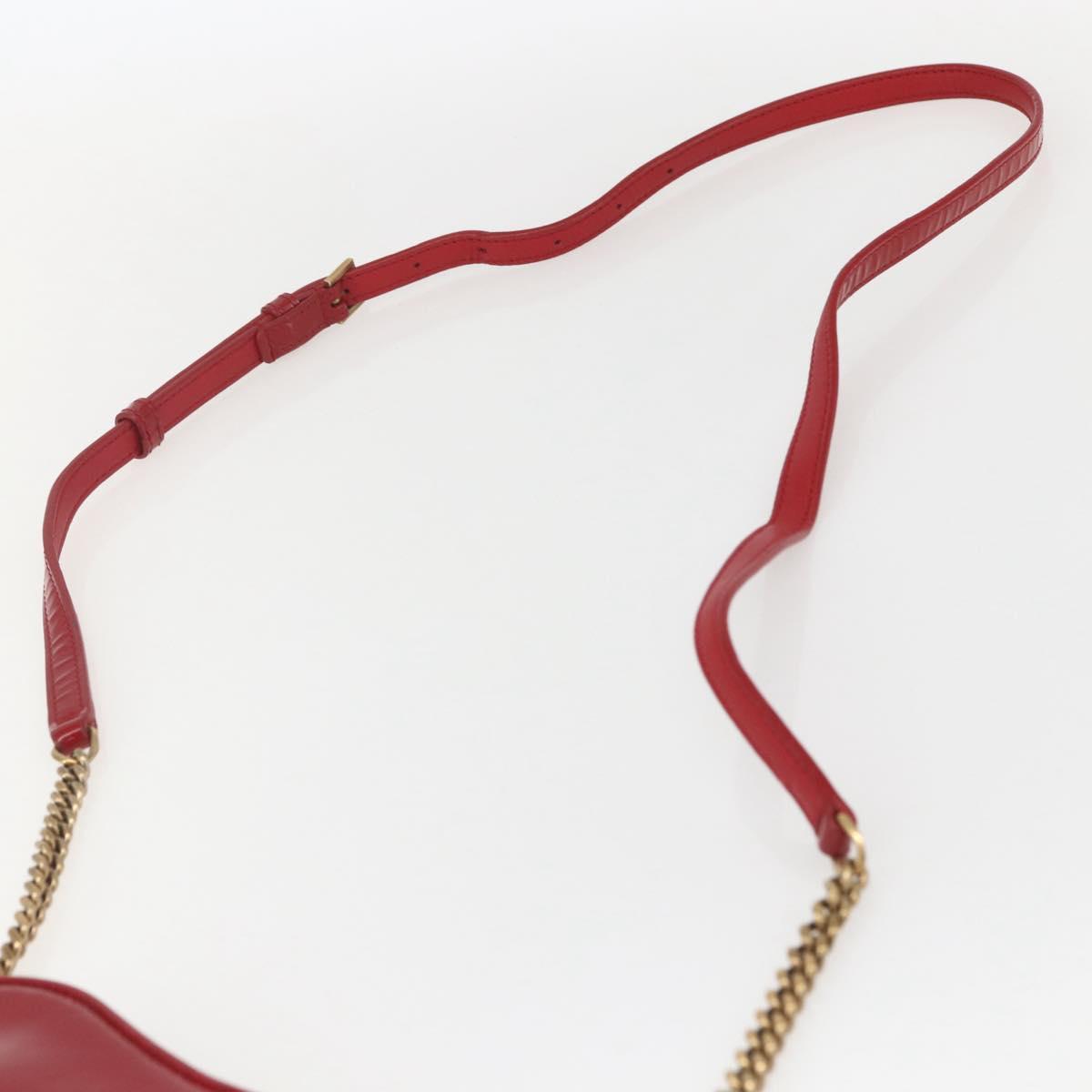 SAINT LAURENT Court Shoulder Bag Enamel Red Gold Auth 159321SAV
