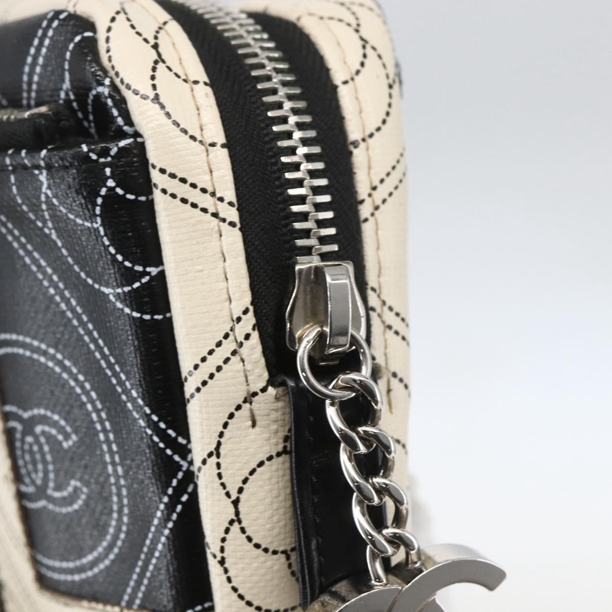 CHANEL Camelia Pouch PVC Black Silver CC Auth 159324V