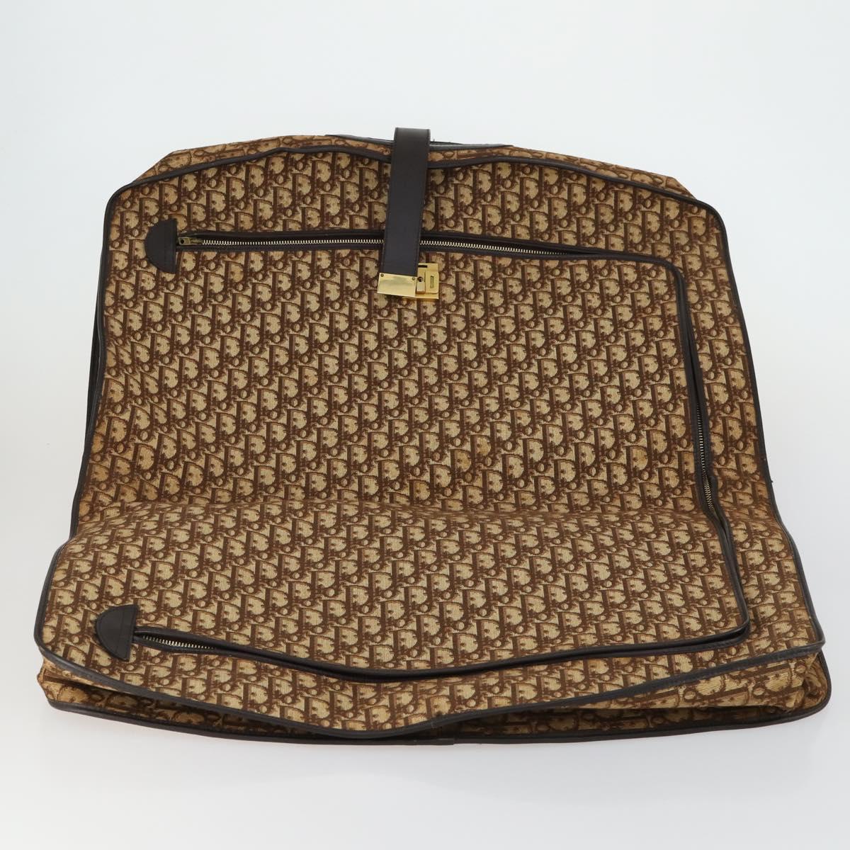 Christian Dior Trotter Canvas Garment Cover Brown Gold Auth 159327