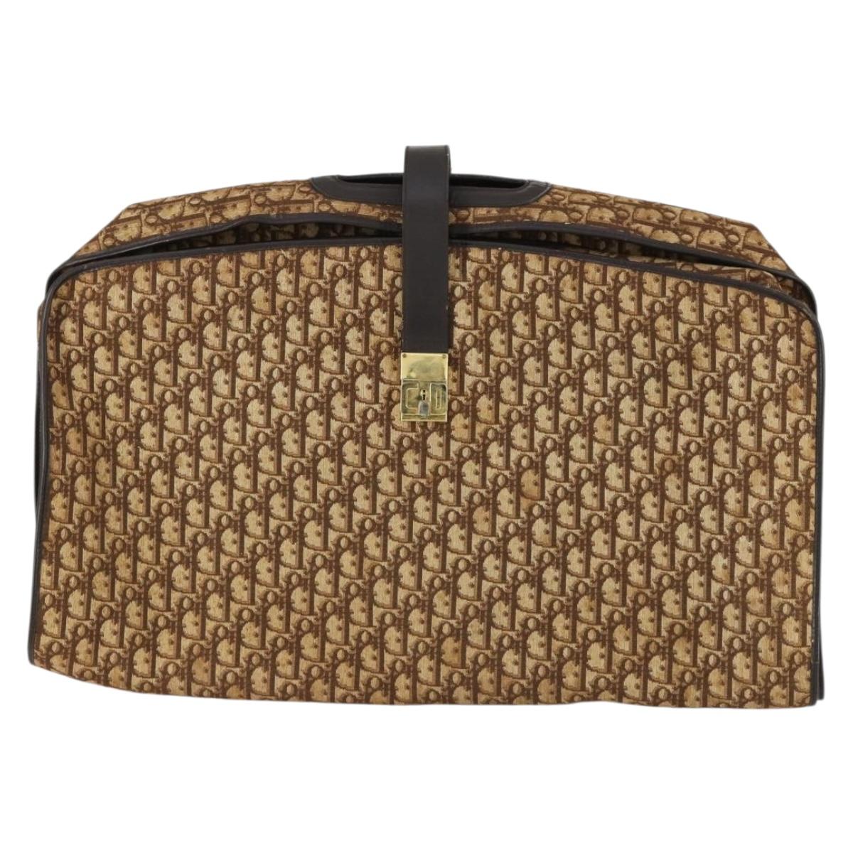 Christian Dior Trotter Canvas Garment Cover Brown Gold Auth 159327