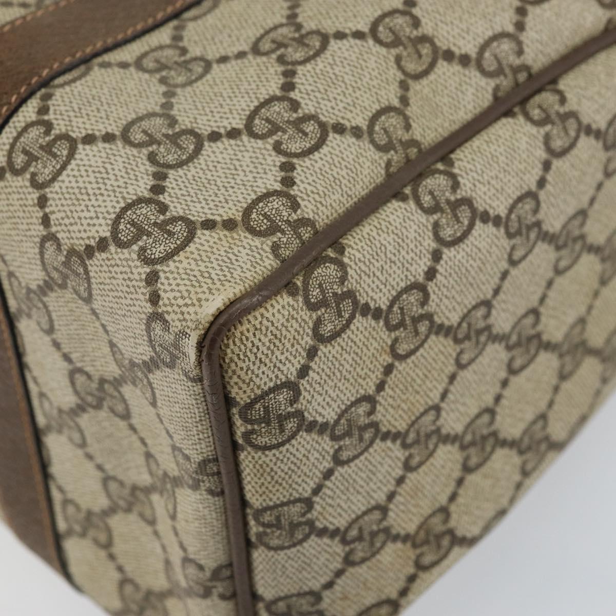 GUCCI GG Supreme Web Sherry Line Boston Bag PVC Beige Gold 010 378 Auth 159328