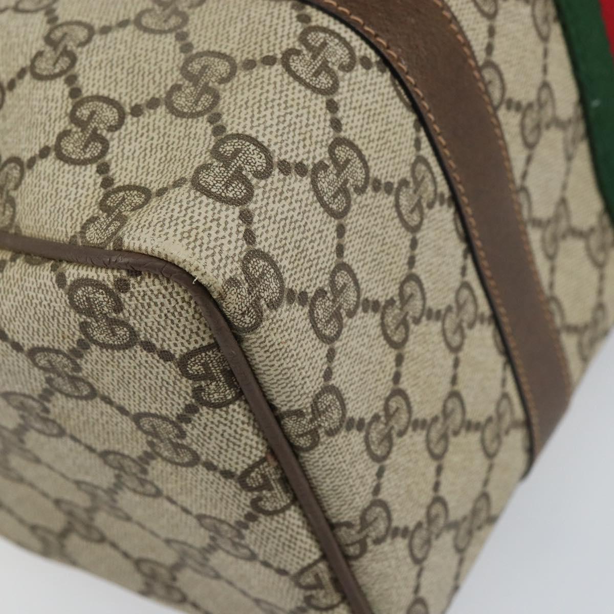 GUCCI GG Supreme Web Sherry Line Boston Bag PVC Beige Gold 010 378 Auth 159328