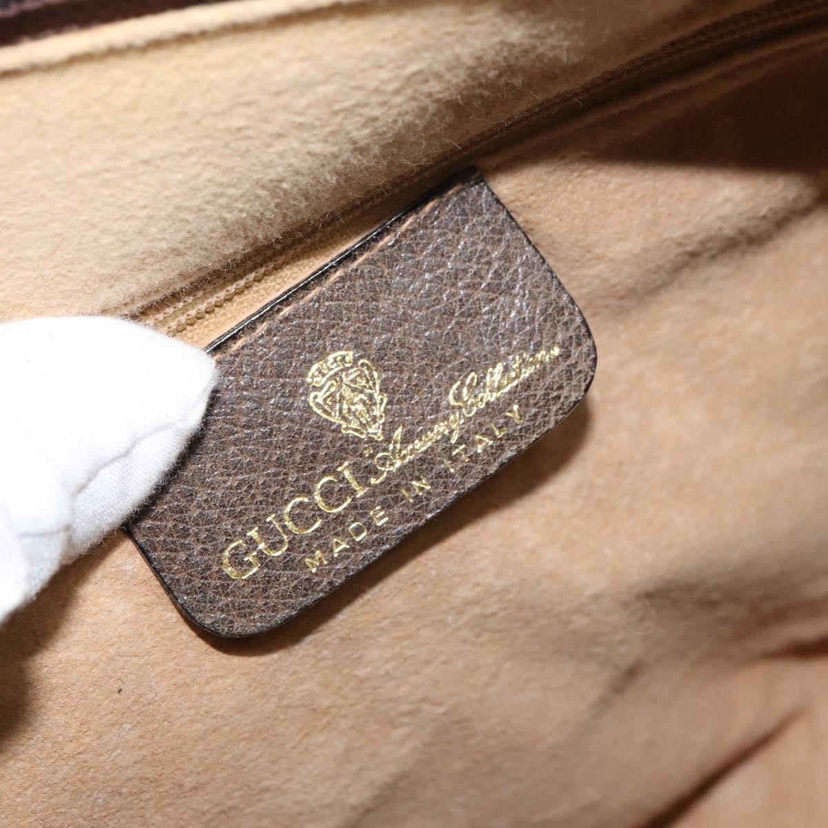 GUCCI GG Supreme Web Sherry Line Boston Bag PVC Beige Gold 010 378 Auth 159328