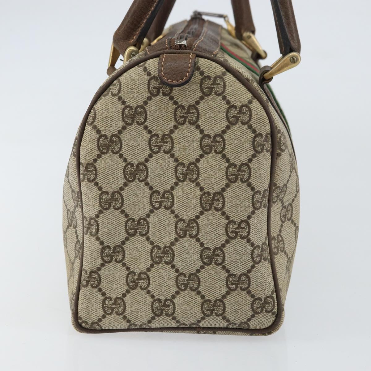 GUCCI GG Supreme Web Sherry Line Boston Bag PVC Beige Gold 010 378 Auth 159328