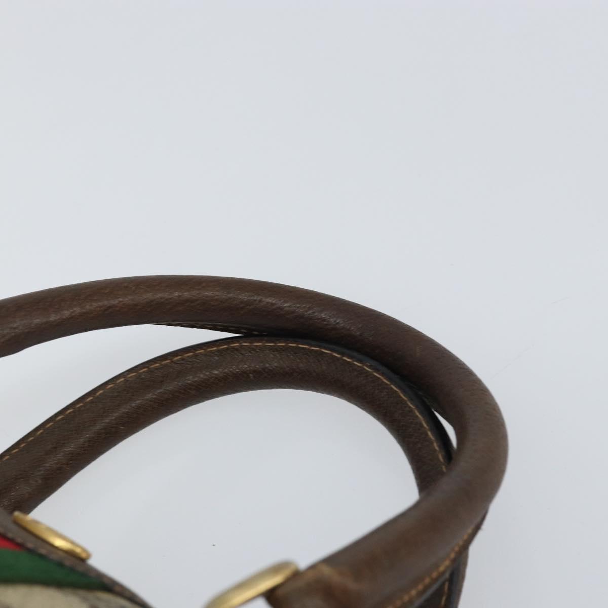 GUCCI GG Supreme Web Sherry Line Boston Bag PVC Beige Gold 010 378 Auth 159328
