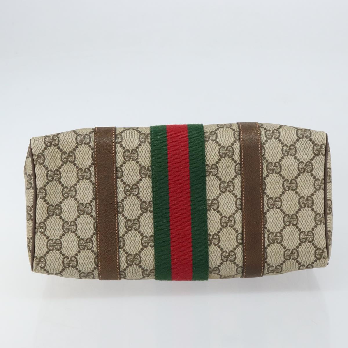 GUCCI GG Supreme Web Sherry Line Boston Bag PVC Beige Gold 010 378 Auth 159328