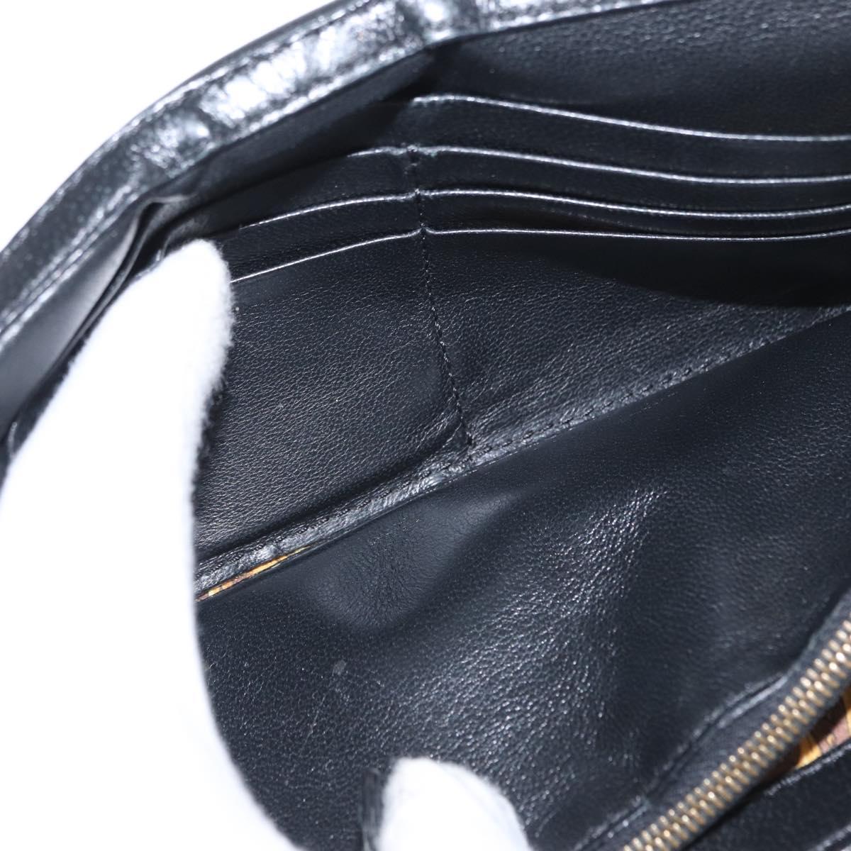 Gianni Versace Chain Wallet Leather Black Gold Auth 159344