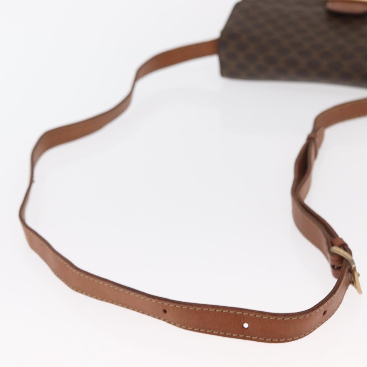 CELINE Macadam Canvas Horse Carriage Bag PVC Leather Brown Gold Auth 159345