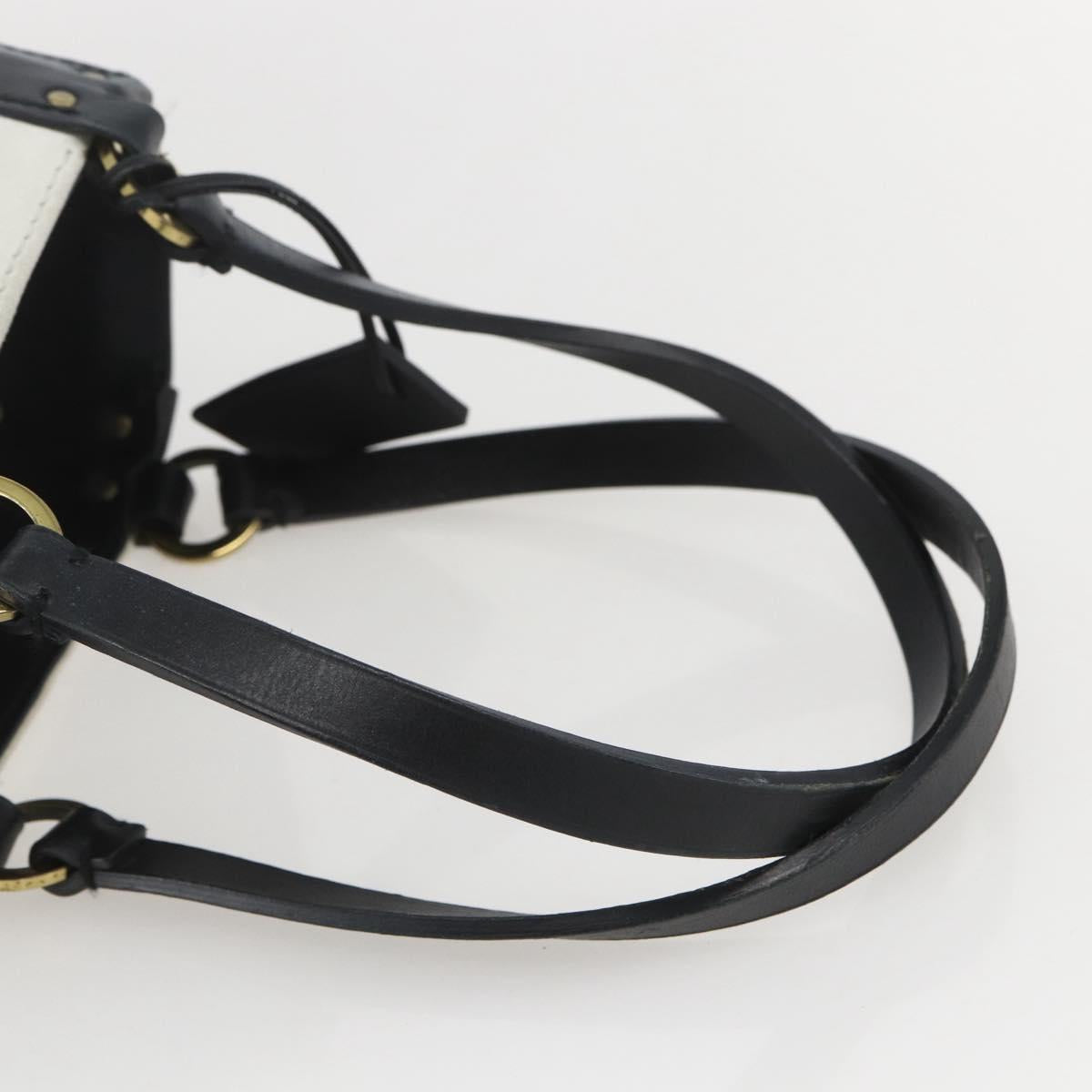 GUCCI Hand Bag Suede White Gold Auth 159346
