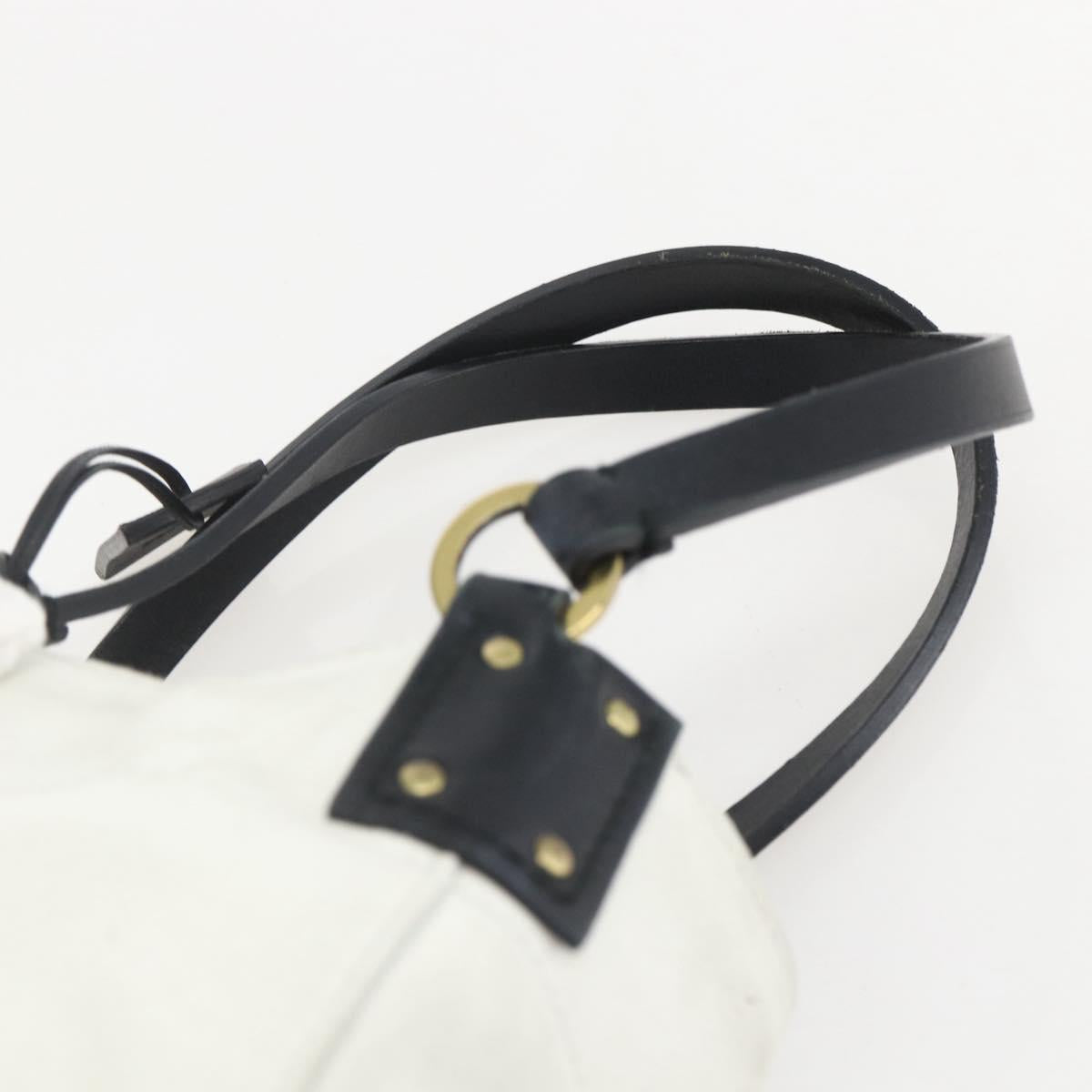GUCCI Hand Bag Suede White Gold Auth 159346