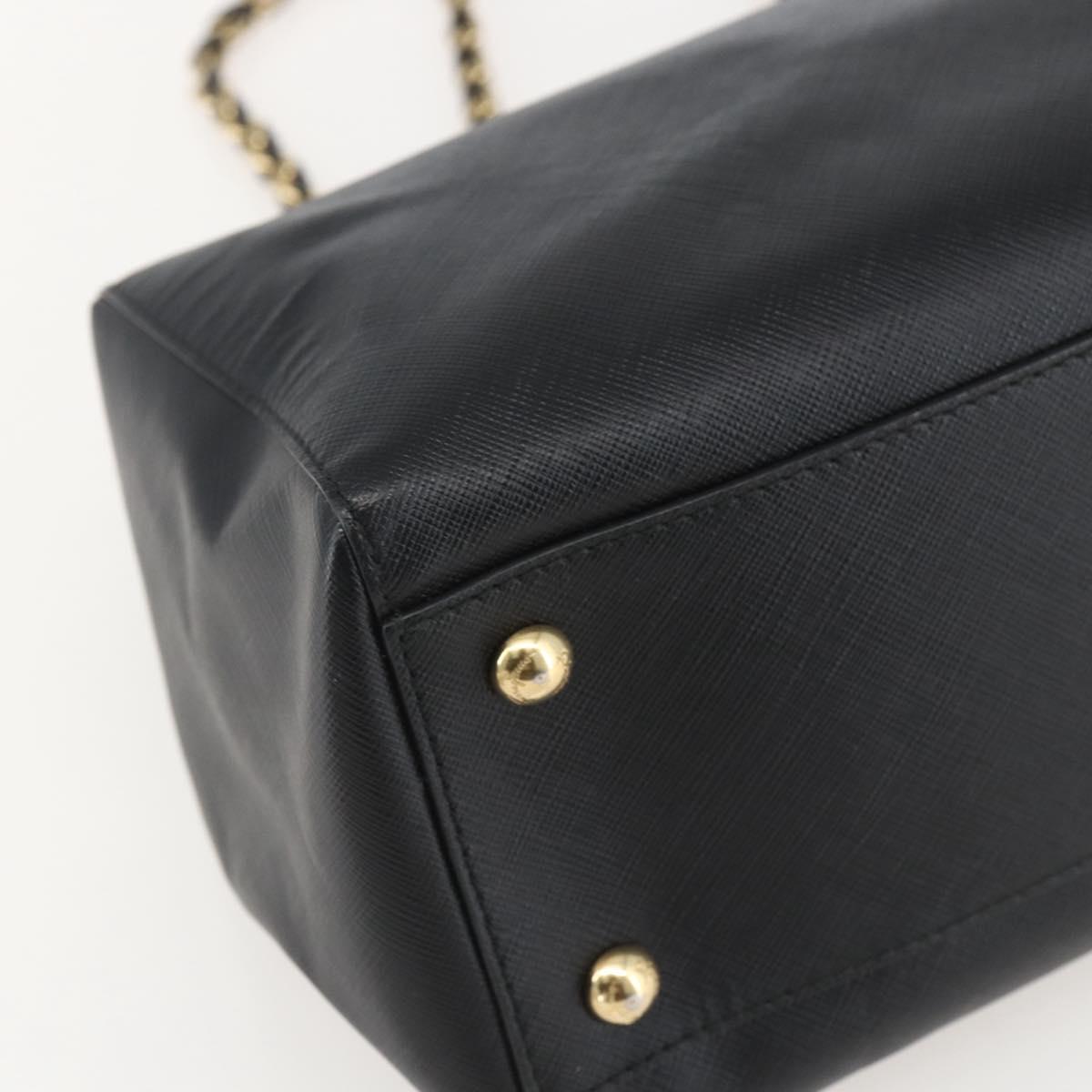 Salvatore Ferragamo Chain Vala Shoulder Bag Leather Black Gold Auth 159349