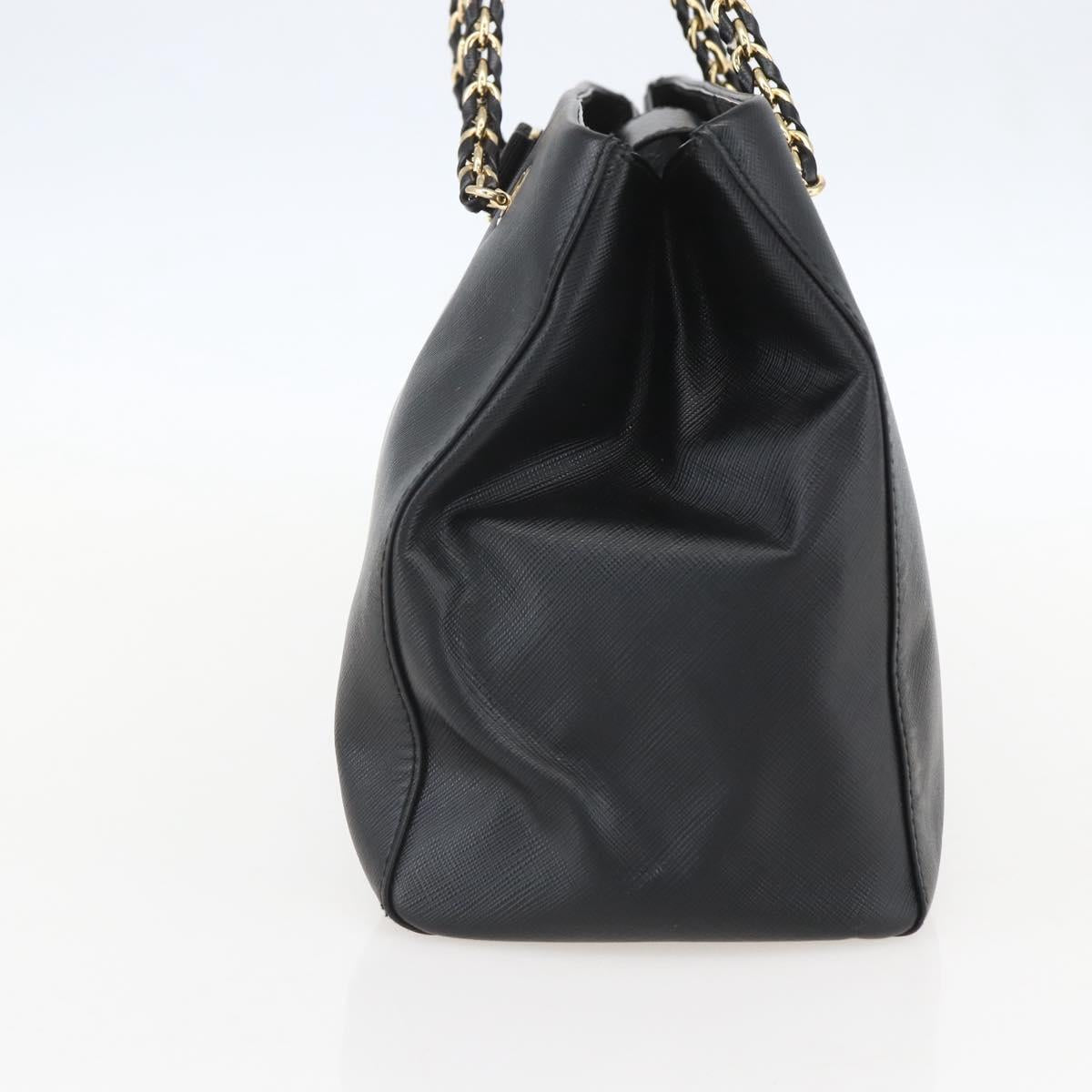 Salvatore Ferragamo Chain Vala Shoulder Bag Leather Black Gold Auth 159349