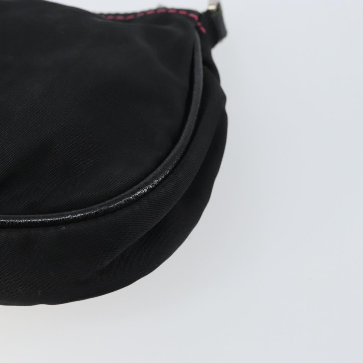 PRADA Accessory Pouch Nylon Black Silver Auth 159350