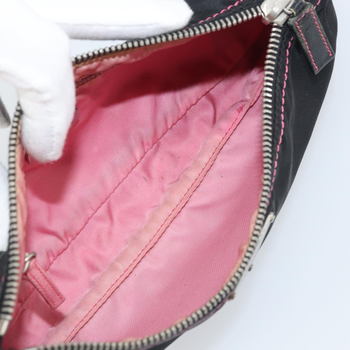 PRADA Accessory Pouch Nylon Black Silver Auth 159350