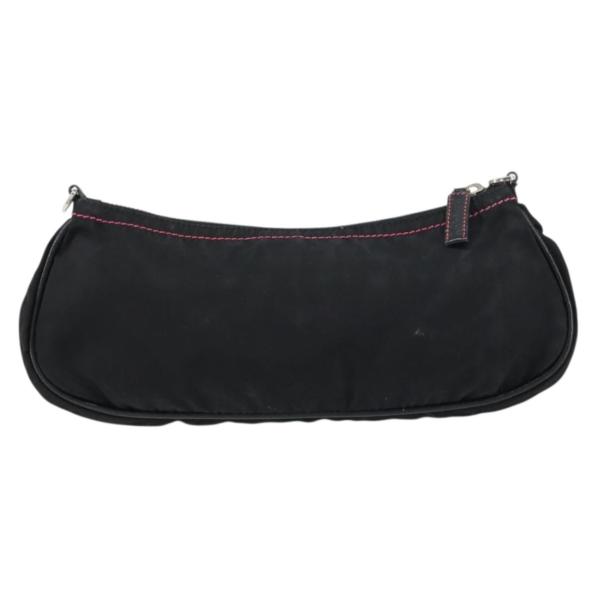 PRADA Accessory Pouch Nylon Black Silver Auth 159350