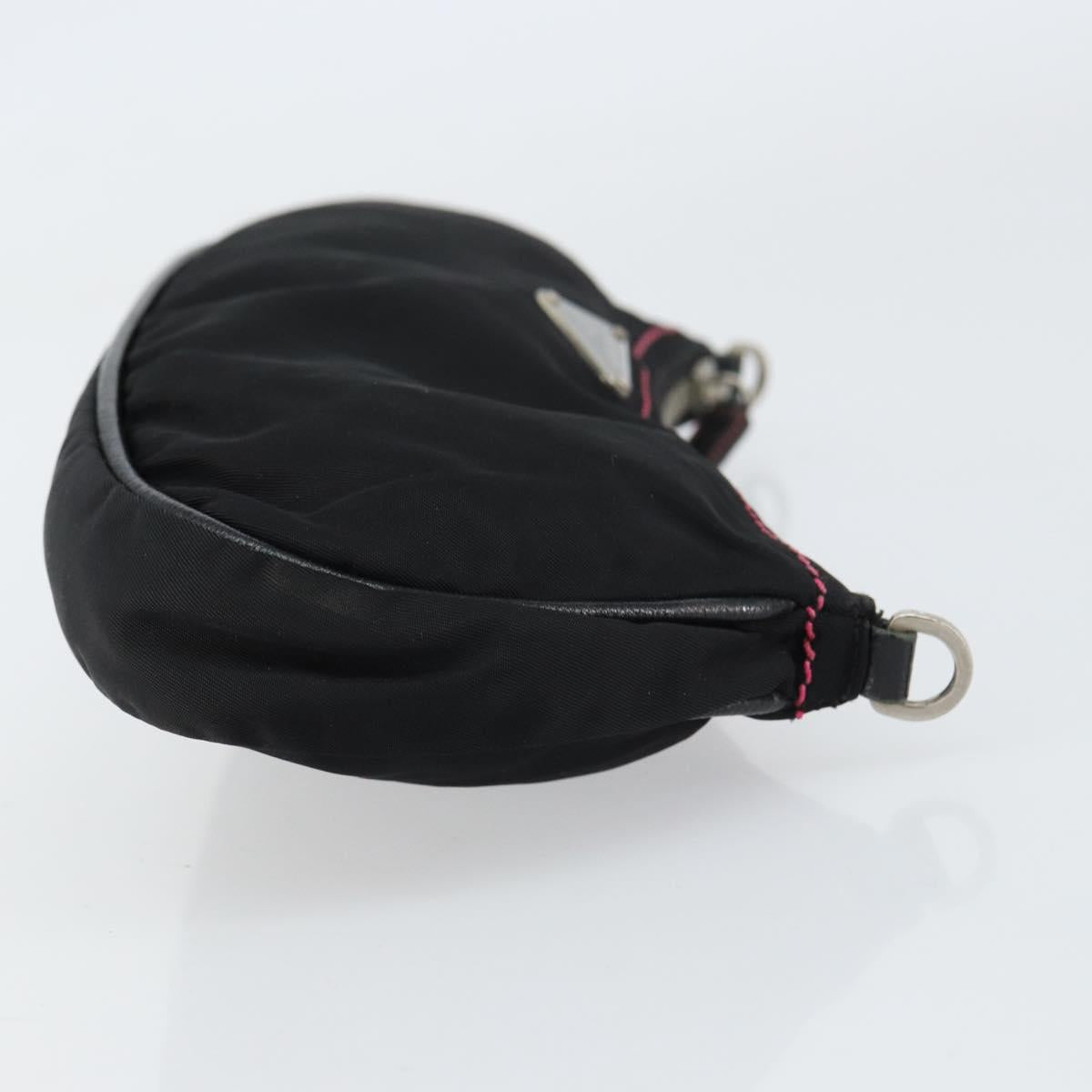 PRADA Accessory Pouch Nylon Black Silver Auth 159350