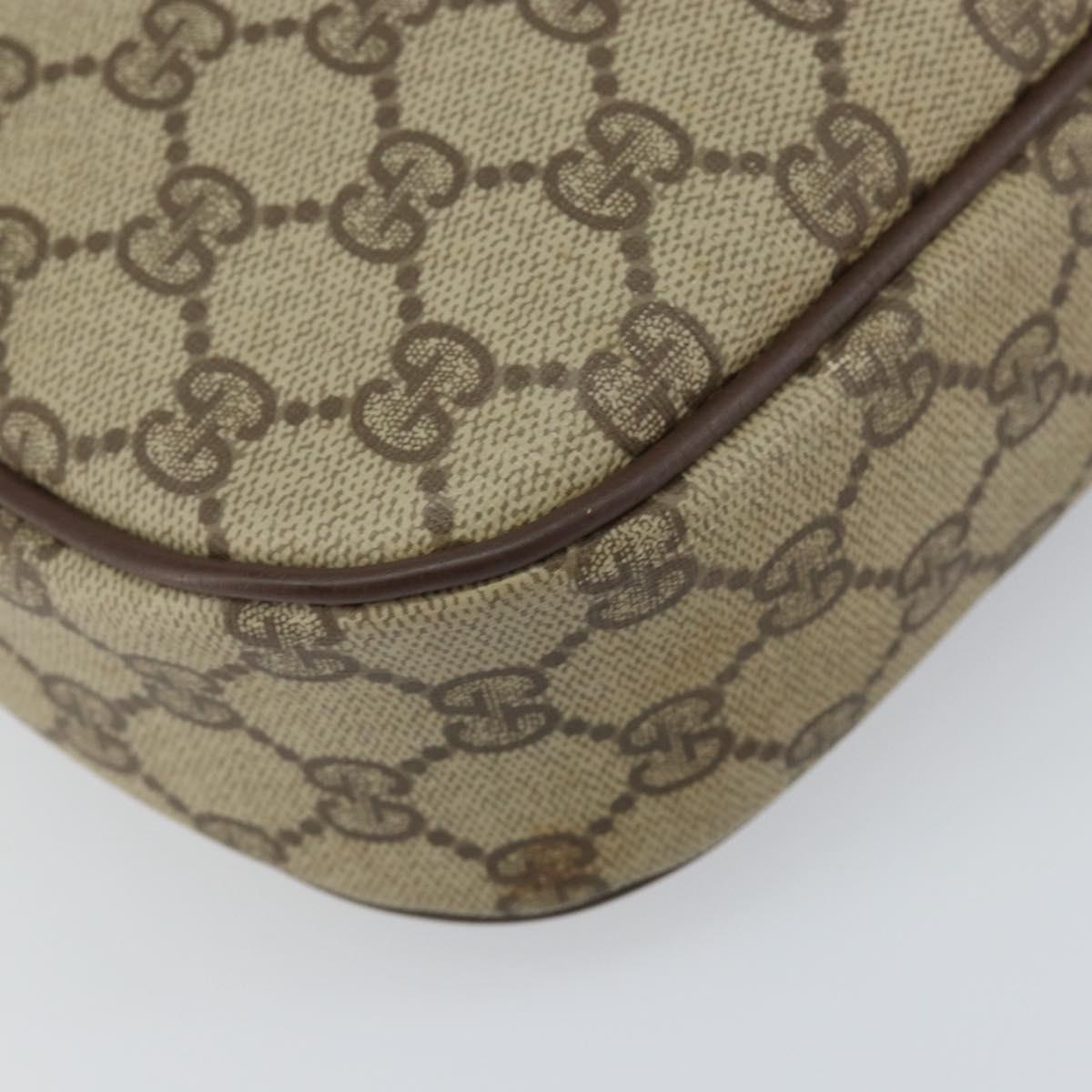 GUCCI GG Supreme Web Sherry Line Clutch Bag Beige Gold 156 01 034 Auth 159359