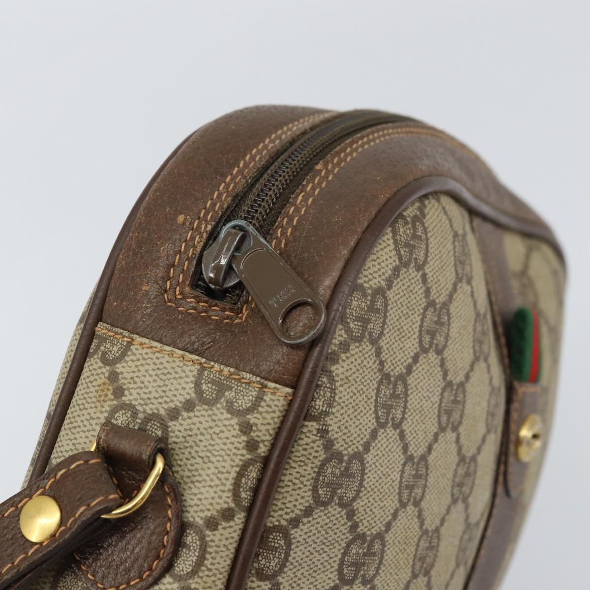 GUCCI GG Supreme Web Sherry Line Clutch Bag Beige Gold 156 01 034 Auth 159359
