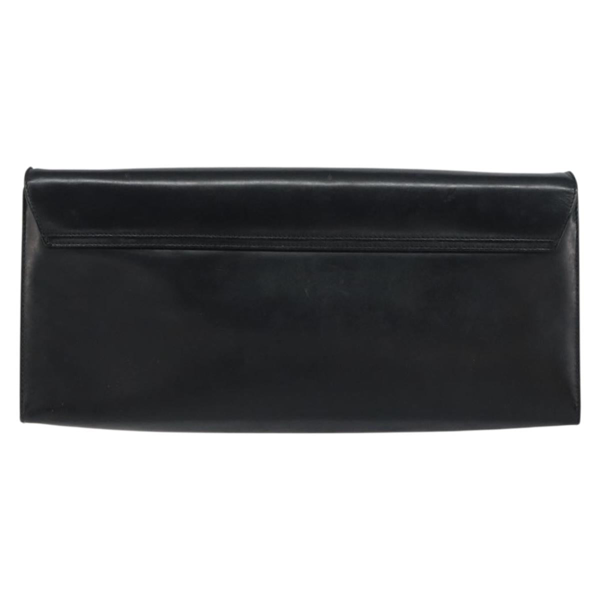 Salvatore Ferragamo Chain Gancini Shoulder Bag Leather Black Gold Auth 159360