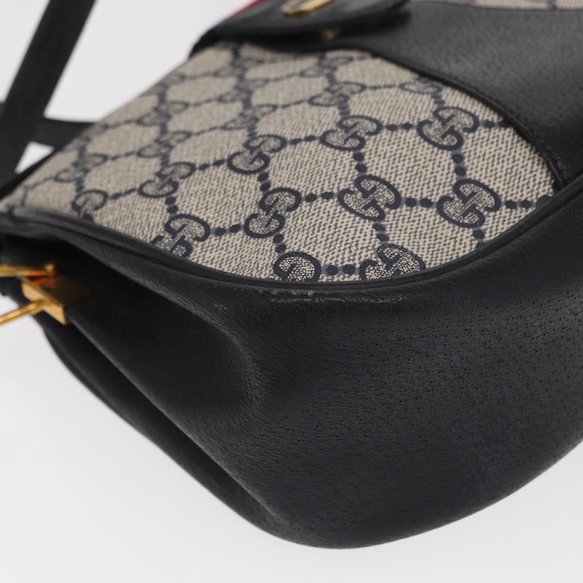 GUCCI GG Supreme Sherry Line Bag PVC Navy Gold Red 10 02 024 Auth 159366