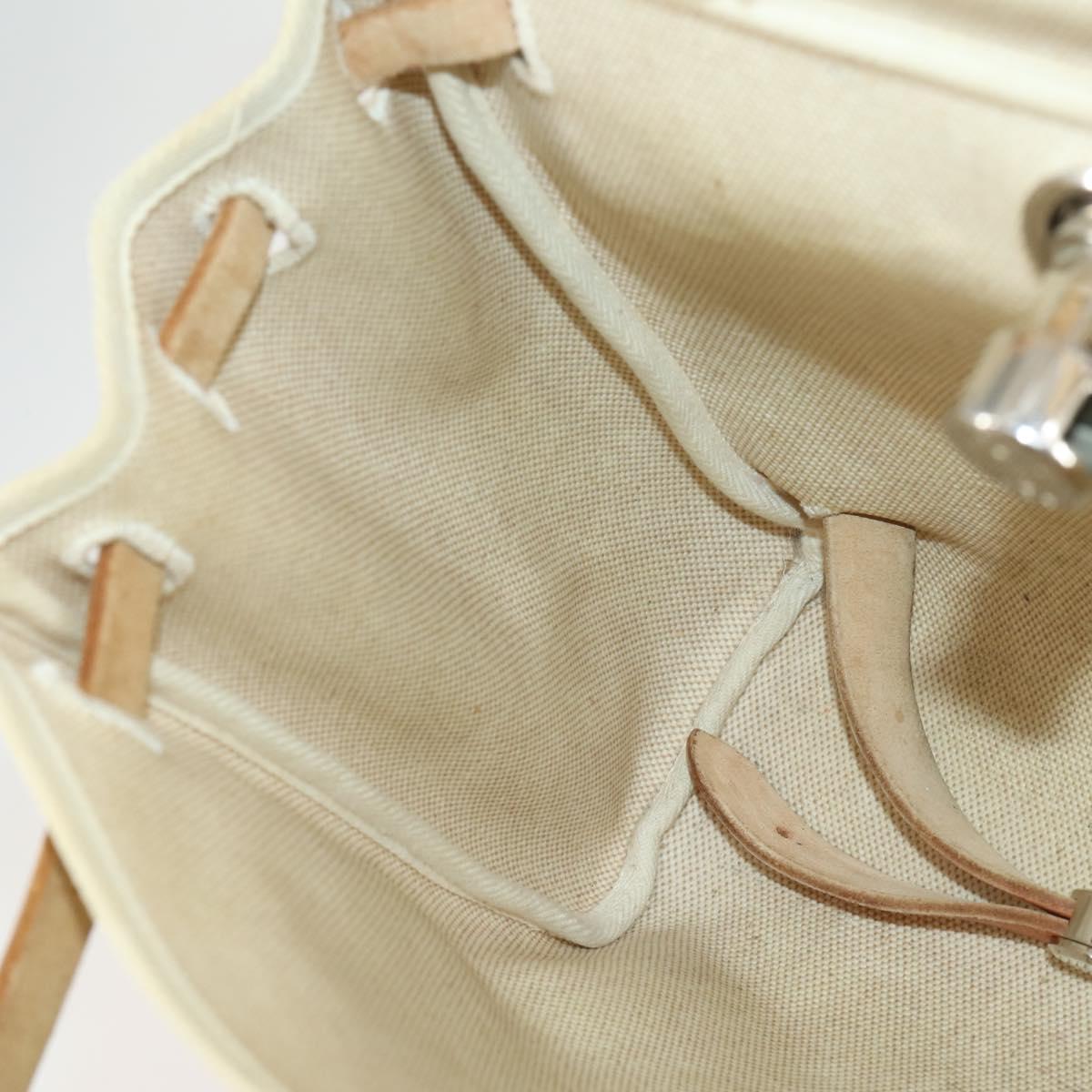 HERMES Herbag Ad PM Backpack Canvas Leather 2way Beige Silver Auth 159367