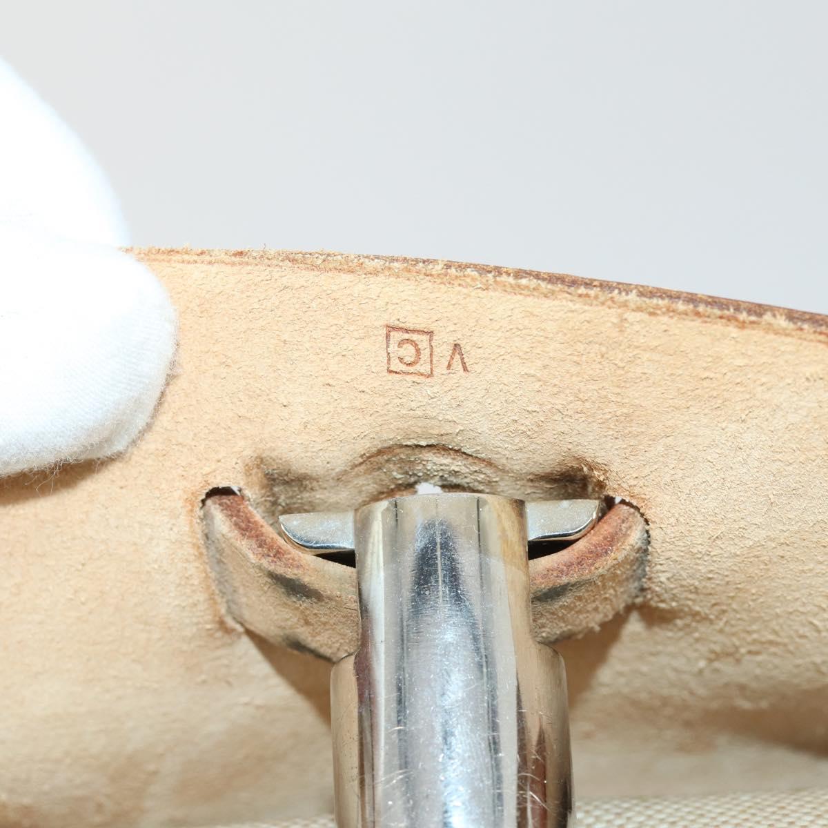 HERMES Herbag Ad PM Backpack Canvas Leather 2way Beige Silver Auth 159367